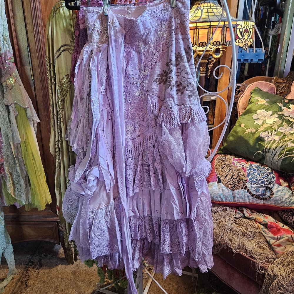 OOAK CUSTOM MADE WRAP AROUND PURPLE LACE SKIRT NWOT - Picture 9 of 11